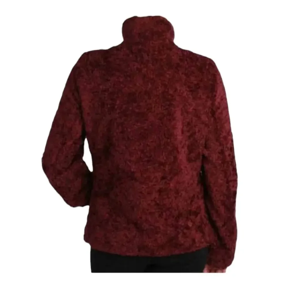 Pendleton womens medium red burgundy zip up jacket schaket warm cozy fall plaid